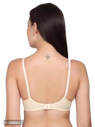 Comfortable Cotton Blend Beige Solid Bra For Women-thumb3