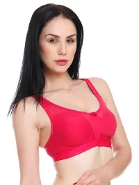 Comfortable Cotton Blend Pink Solid Bra For Women-thumb1