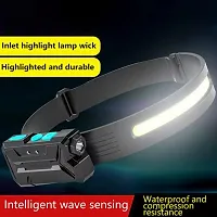 Motion Sensor LED Head Torch USB Rechargeable Waterproof Headlamp Flashlight 350 Lumen Silicone Head Lamp for Swimming, Cycling-thumb1