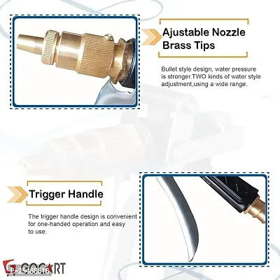 Heavy Duty Metal Spray Nozzle Gun | High Pressure Adjustable Water Spray | For Car Washing | Watering Lawns  Plants (Black-Gold)-thumb2