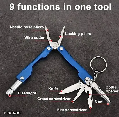 9 in 1 MultiFunctional Hand Piler Tool Keychain Traveling Tool Micro Pliers Multi function Multi Utility Plier with Built in LED Flash Light. (pack of 1Pcs) (Multicolor)-thumb4