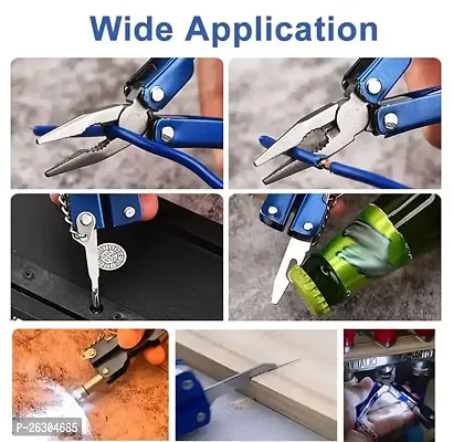 9 in 1 MultiFunctional Hand Piler Tool Keychain Traveling Tool Micro Pliers Multi function Multi Utility Plier with Built in LED Flash Light. (pack of 1Pcs) (Multicolor)-thumb3