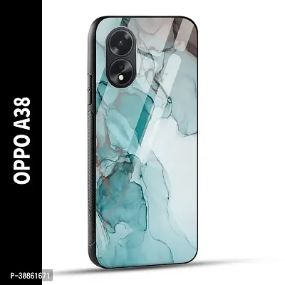 OPPO A38 Back Cover Blue Green Marble Printed Glass Case