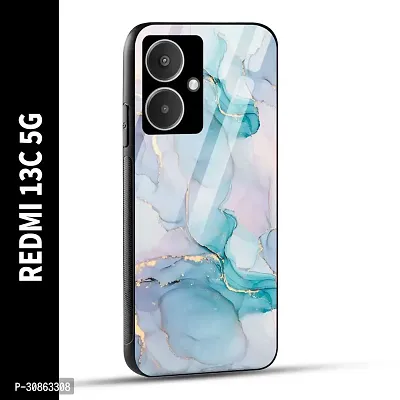 REDMI 13C 5G Back Cover Blue Marble Printed Glass Case