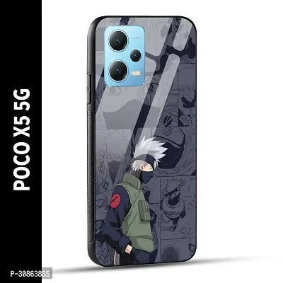 POCO X5 5G Back Cover Kakashii Printed Glass Case-thumb0