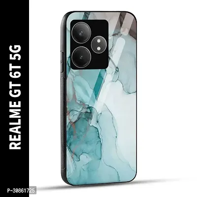 REALME GT 6T 5G Back Cover Blue Green Marble Printed Glass Case