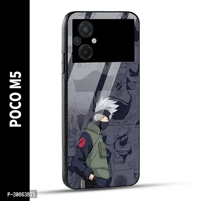 POCO M5 Back Cover Kakashii Printed Glass Case-thumb0