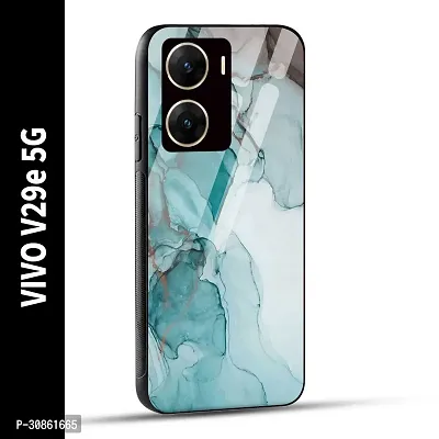 VIVO V29e 5G Back Cover Blue Green Marble Printed Glass Case-thumb0