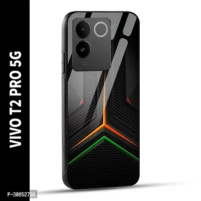 VIVO T2 PRO 5G Back Cover Robotic Texture Printed Glass Case-thumb0