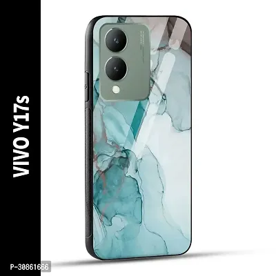 VIVO Y17s Back Cover Blue Green Marble Printed Glass Case