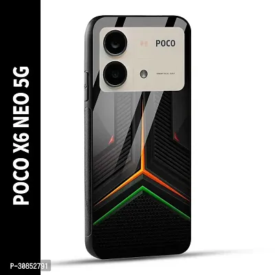 POCO X6 NEO 5G Back Cover Robotic Texture Printed Glass Case-thumb0