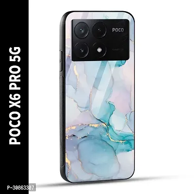 POCO X6 PRO 5G Back Cover Blue Marble Printed Glass Case