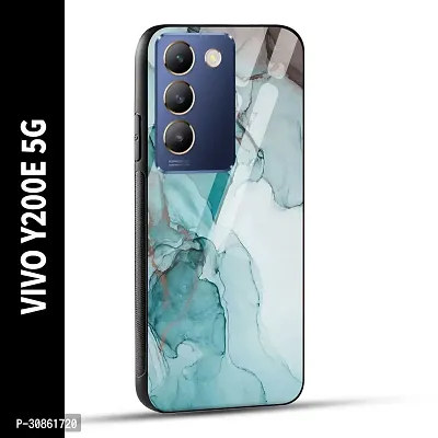 VIVO Y200E 5G Back Cover Blue Green Marble Printed Glass Case-thumb0