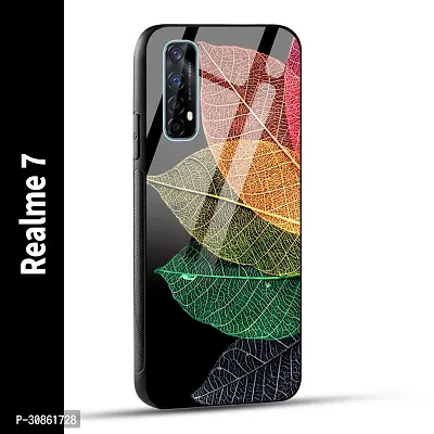 Realme 7 Back Cover Colorful Leaf Printed Glass Case-thumb0