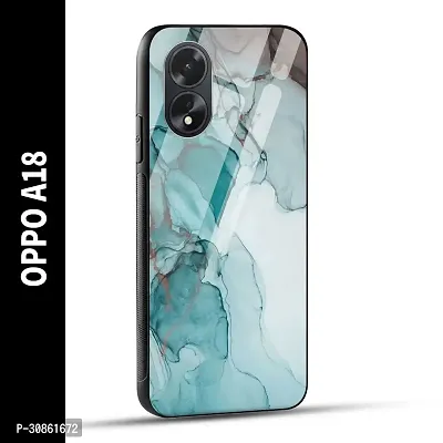 OPPO A18 Back Cover Blue Green Marble Printed Glass Case