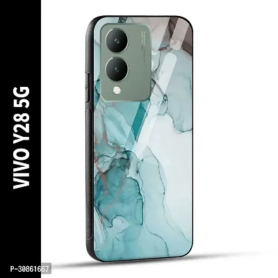 VIVO Y28 5G Back Cover Blue Green Marble Printed Glass Case