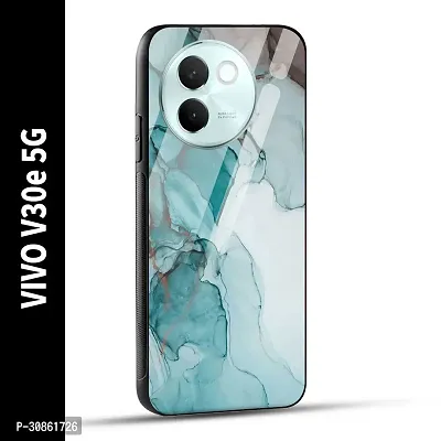 VIVO V30e 5G Back Cover Blue Green Marble Printed Glass Case-thumb0