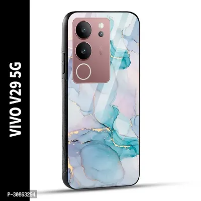 VIVO V29 5G Back Cover Blue Marble Printed Glass Case