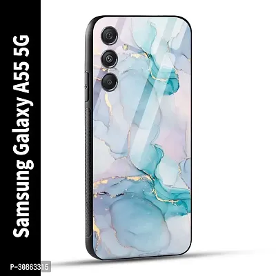 Samsung Galaxy A55 5G Back Cover Blue Marble Printed Glass Case