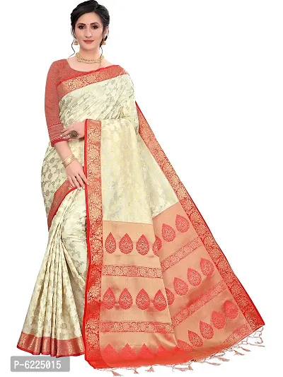 Buy AKHILAM Women's Durga Puja Patola Silk Bengali Saree With Blouse Piece  (Cream and Red) Online at desertcartINDIA