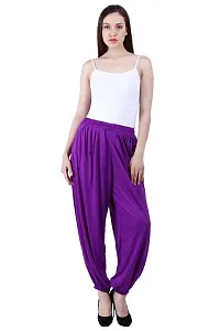 NumBrave Solid Viscose Purple  Black Harem Pants (Pack of 2)-thumb2