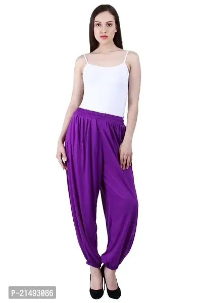 NumBrave Solid Viscose Purple  Black Harem Pants (Pack of 2)-thumb3