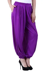 NumBrave Solid Viscose Purple  Black Harem Pants (Pack of 2)-thumb3