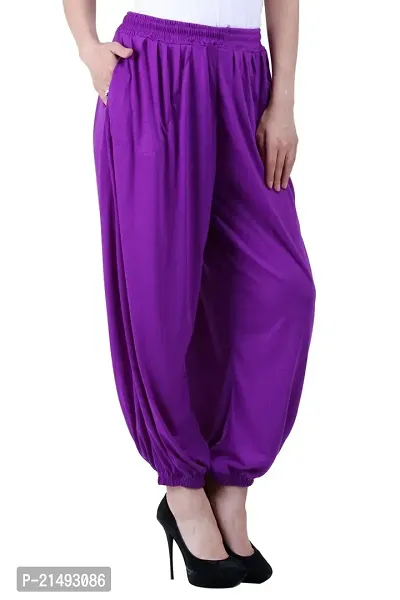 NumBrave Solid Viscose Purple  Black Harem Pants (Pack of 2)-thumb4