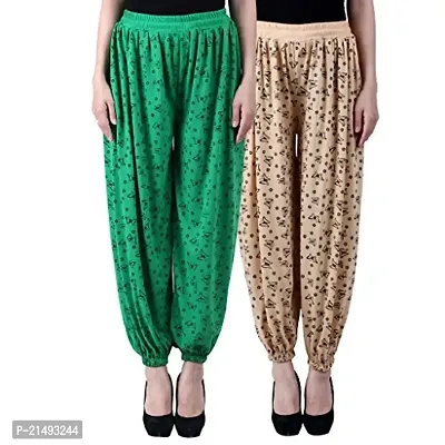 Cloths Zone Harem Pants for Women,Girls Green  Skin (Pack of 2) (Free Size)