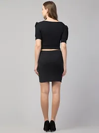 Uzmano Women's Party Wear Skirt  Top Two Piece Dress (S, Black)-thumb1