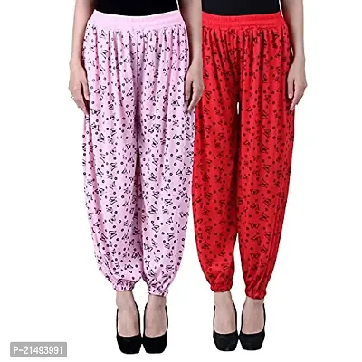 Uzmano Women's Printed Harem Pants LightPink_Red (Pack of 2) Free_Size