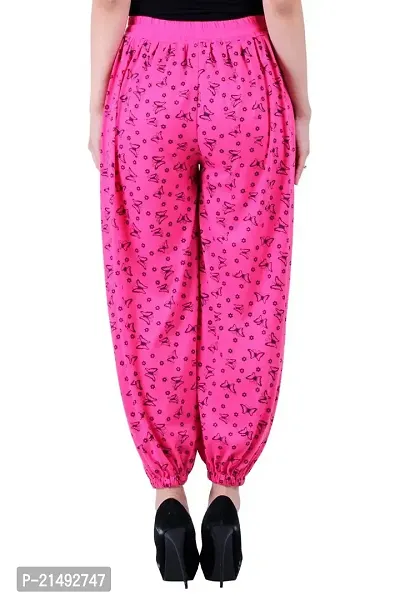 NumBrave Printed Viscose Dark Pink Harem Pants-thumb4