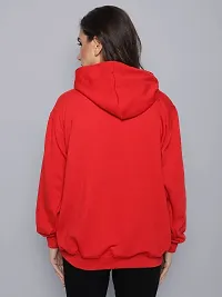 Uzmano Women's Fleece Printed Hooded Neck Hoodie Winter Wear (Red, L)-thumb1