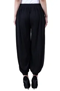 NumBrave Solid Viscose Black Harem Pants-thumb3