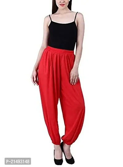 Cloths Zone Women's Solid Viscose Harem Pants (V G, Red and Black, Free Size) - Pack of 2-thumb3