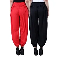 Cloths Zone Women's Solid Viscose Harem Pants (V G, Red and Black, Free Size) - Pack of 2-thumb1