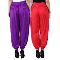 NumBrave Solid Viscose Purple  Red Harem Pants (Pack of 2)-thumb1