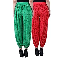 Uzmano Women's Loose Fit Viscose Blend Harem Pants (Green_Red_Hrm_Multicolor_38)-thumb1