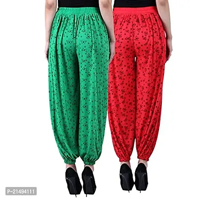 Uzmano Women's Loose Fit Viscose Blend Harem Pants (Green_Red_Hrm_Multicolor_38)-thumb2