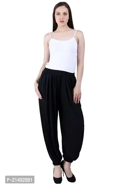 Shirred Waist Flowy Black Harem Pants | Wholesale Boho Clothing