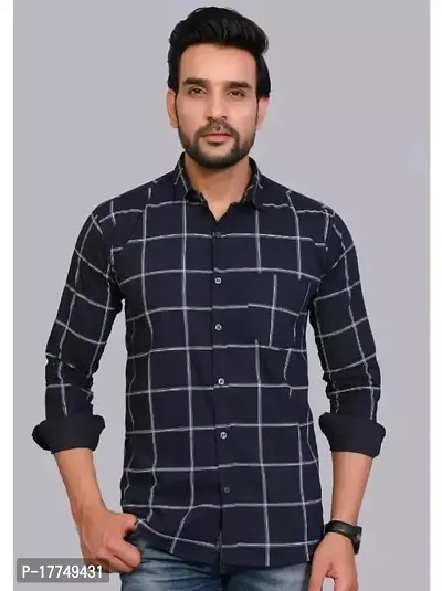 Reliable Black Cotton Checked Long Sleeves Casual Shirts For Men-thumb0