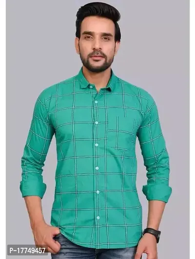 Reliable Green Cotton Checked Long Sleeves Casual Shirts For Men-thumb0