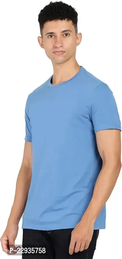 Clubind Shop Reliable Blue Color Tees For Men In Pack Of 1-thumb0