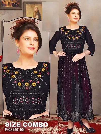 Stylish Black Georgette Kurti For Women-thumb0