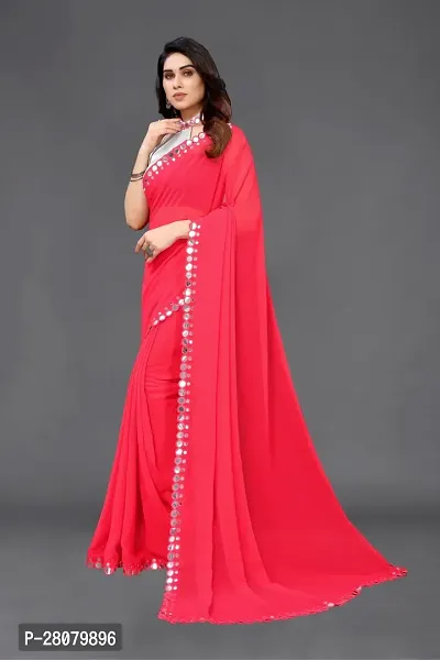 Stylish Pink Georgette Saree With Blouse Piece For Women-thumb4