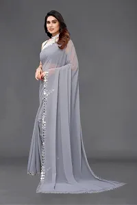 Stylish Grey Georgette Saree With Blouse Piece For Women-thumb3