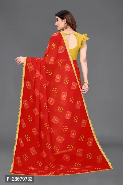 Women Georggate printed saree With Unstitched Blouse Piecee red-thumb4