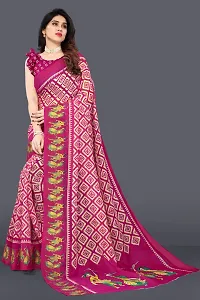 Women Geometric print Saree and cotton blend febric With Unstitched Blouse Piecee pink-thumb3