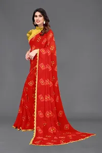 Women Georggate printed saree With Unstitched Blouse Piecee red-thumb2