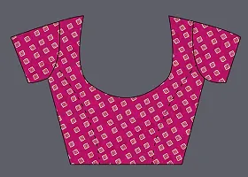 Women Geometric print Saree and cotton blend febric With Unstitched Blouse Piecee pink-thumb4